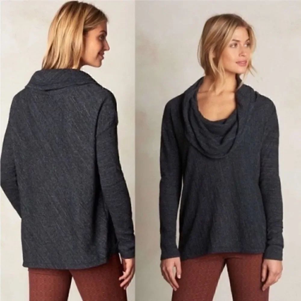 PRANA Ginger Cowl Neck Pullover Sweatshirt Long Sleeve Dark Gray Women’s Size S